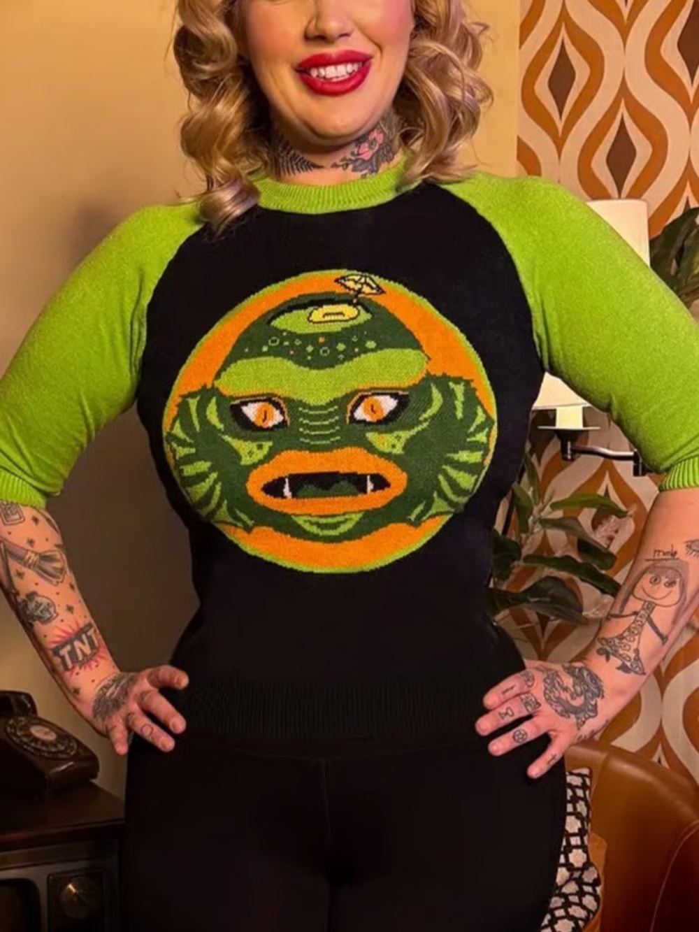 Oblong Box Shop Swamp Creature Tiki Mug Sweater